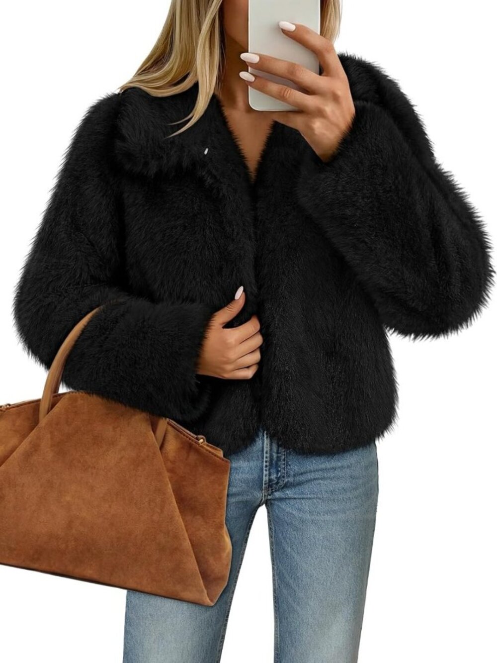 Cozy Women's Winter Coat - Furry Faux Fur Jacket for Cold Weather Fashion